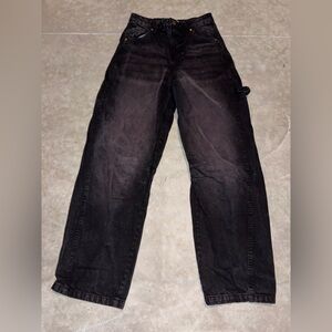 Bershka Black Washed Slim-Straight Jeans